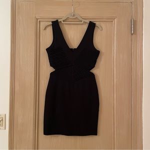 Parker black textured mini dress with side cut outs